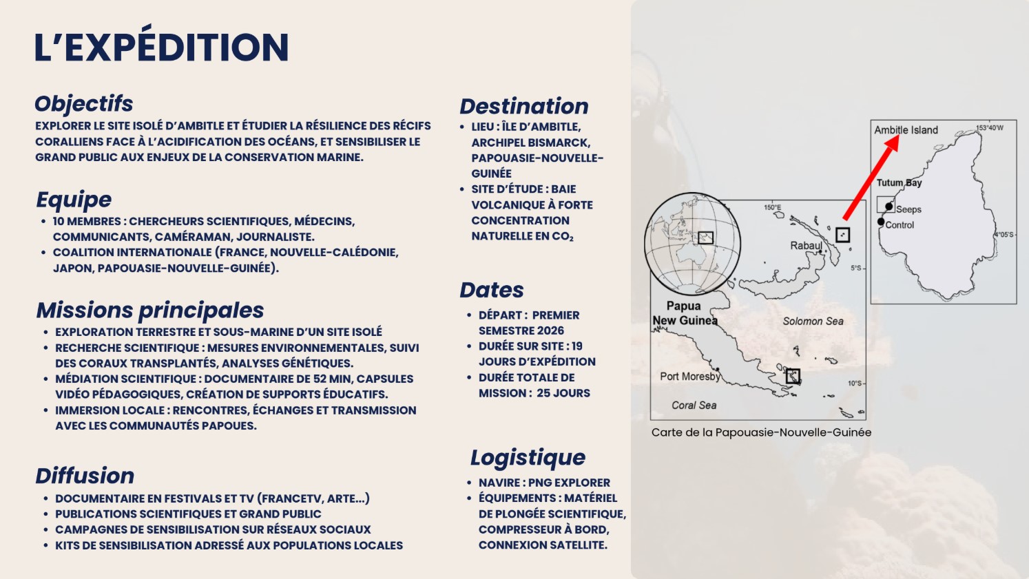 Pojet ambitle coraux papouasie aidocean